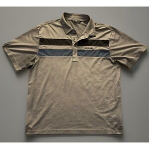 Travis Mathew Collared Polo Shirt Gray Color Block Embroidered Logo XL JBHS